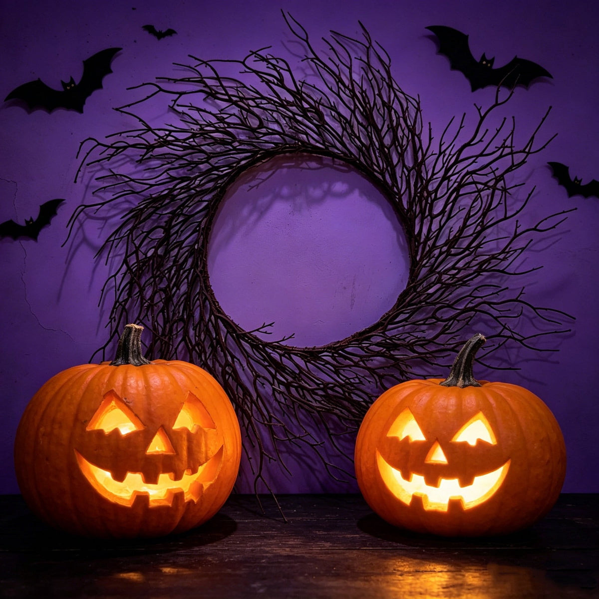 17" Halloween Wreaths for Front Door,Black Bats and Purple Spider Wreath,Spooky Gothic Outdoor Halloween Decoration For Halloween Party,Outdoor/Indoor Porch,Home Holiday Decor