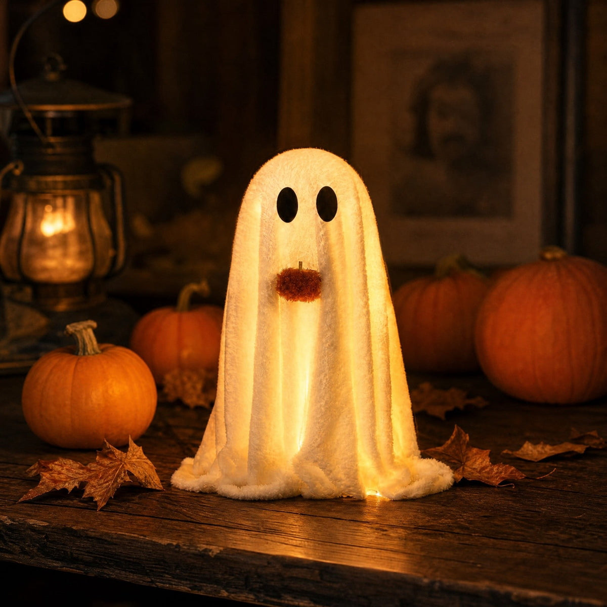 Clearance! Halloween Yard Decorations Light Up Ghost with Bow for Outdoor Front Porch Patio Lawn Garden Entryway Scary House Display Spooky Holiday Party Prop Home Decor