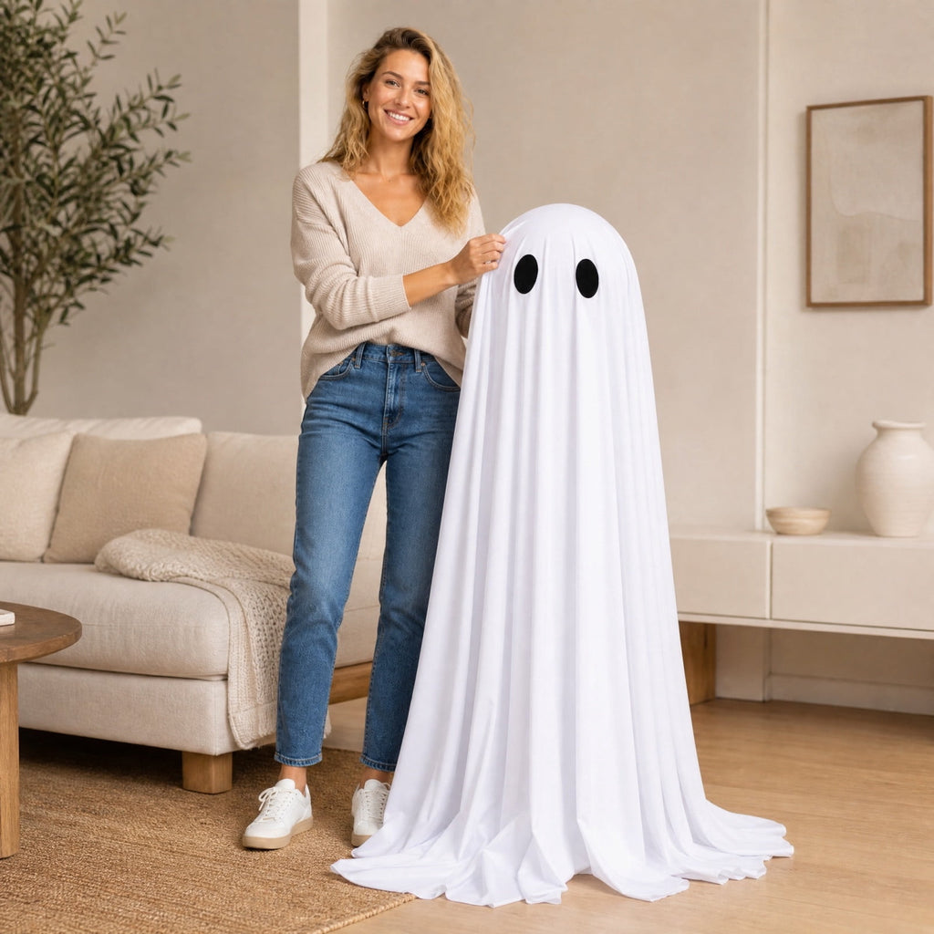 Aurorax Early Halloween Decorations Outdoor,Ghost Halloween Decoration 2 ft Realistic Waterproof Ghost Decor for Front Porch Yards Gardens Lawn Black