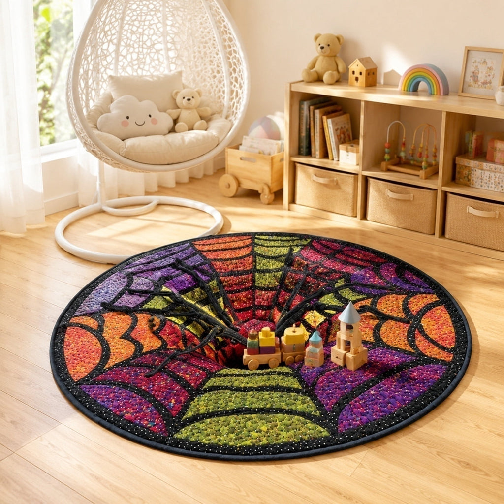 3D Optical Illusion Halloween Round Rug – Spooky Ghost Pumpkin Design, Non Slip Rubber Backing Doormat for Entryway Bedroom, Machine Washable Floor Mat Home Decor