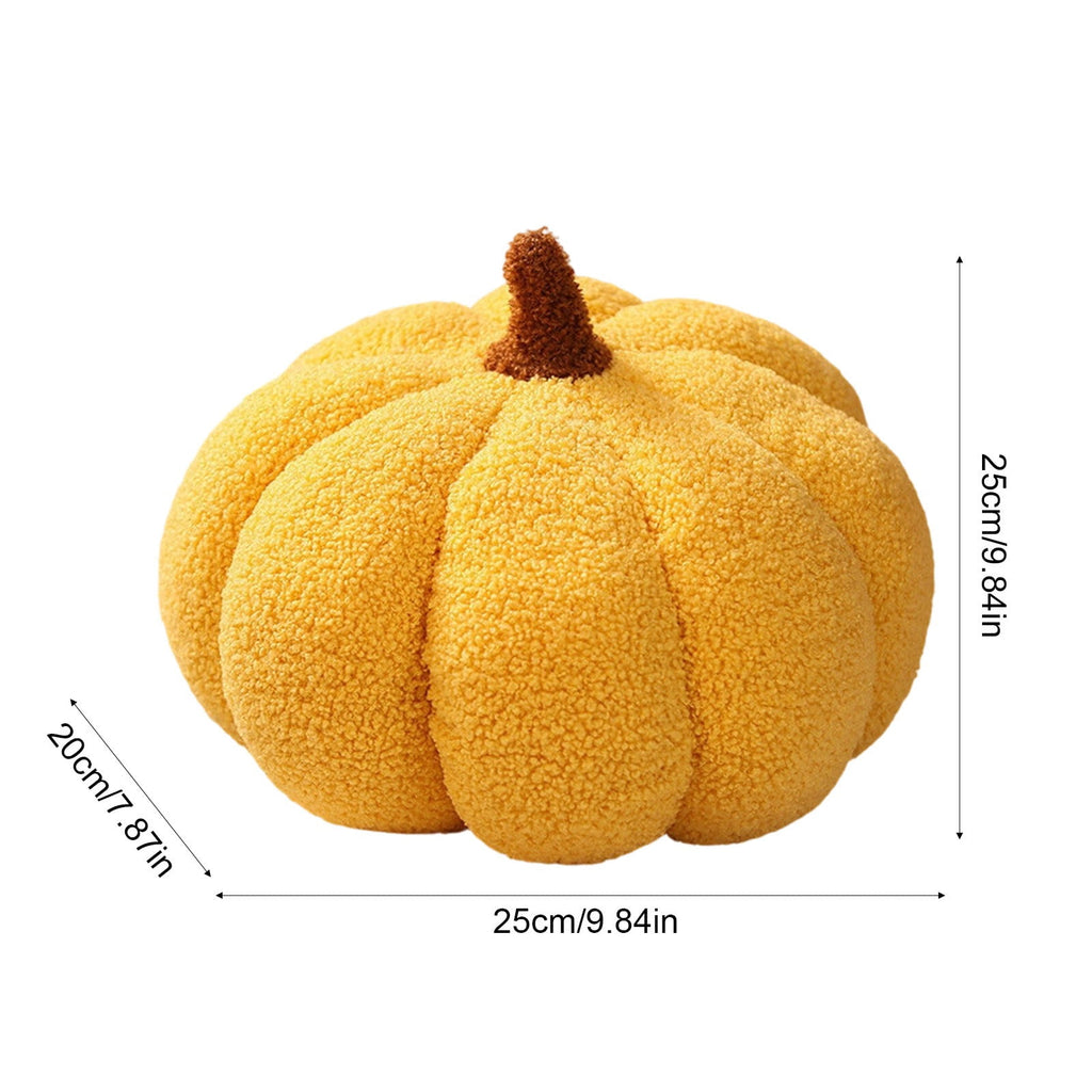 Yhmxh Soft Fluffy Pumpkin Throw Pillow, 3D Plush Sherpa Stuffed Pumpkin Cushion Decor, Cute Autumn Harvest Pumpkin Shaped Plush Toy for Sofa Couch Bed Farmhouse Thanksgiving Halloween Party Decor