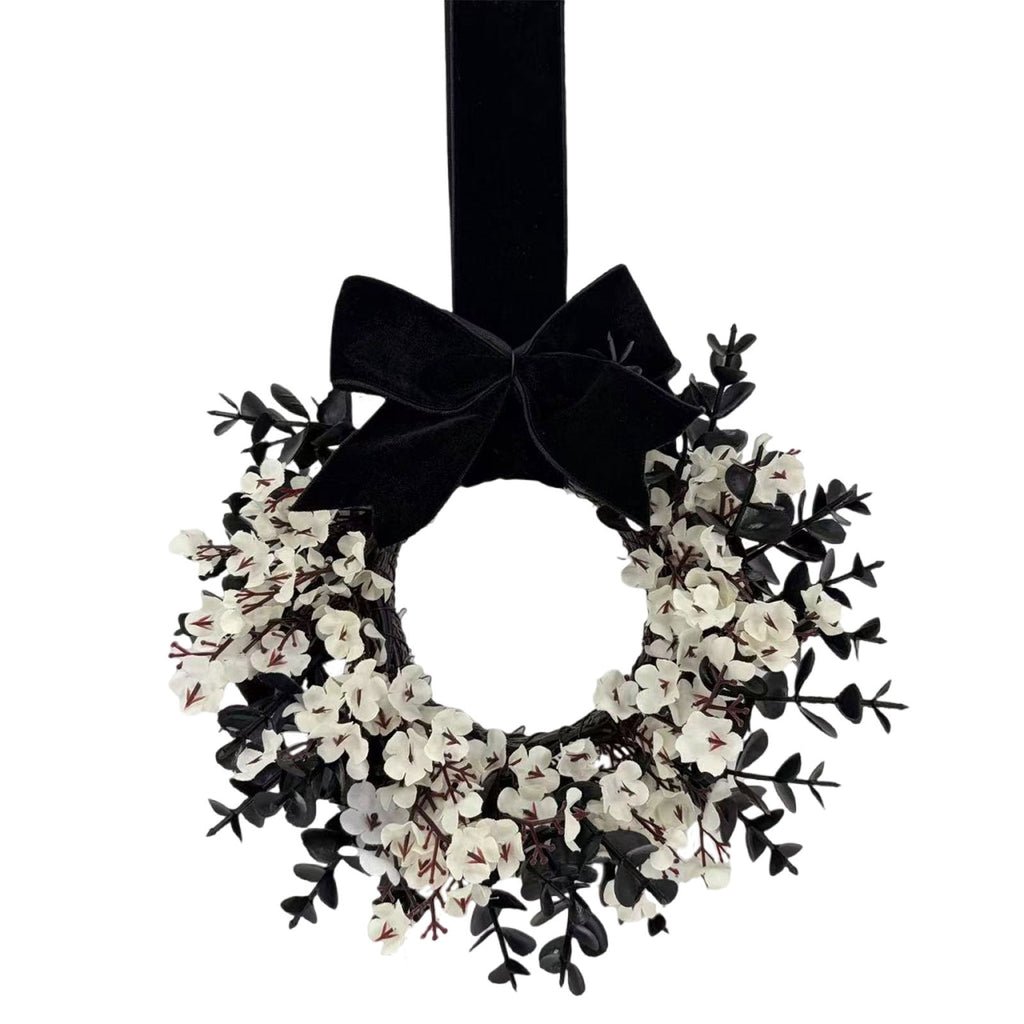 Mini Spring Wreaths, Artificial Daisy Flowers Small Pillar Holder Wreath, Spring Summer Floral Wreath for Candle, Farmhouse, Porch, Front Door, Cabinets, Table Decoration, White