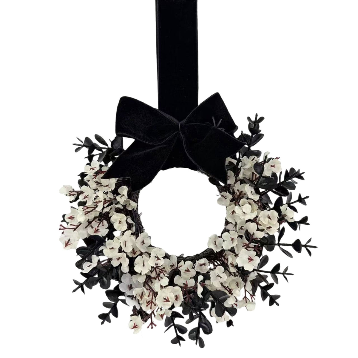 Halloween Star Shaped Bow Wreath for Window Door Display, Autumn Festival Artificial Wreath Decor