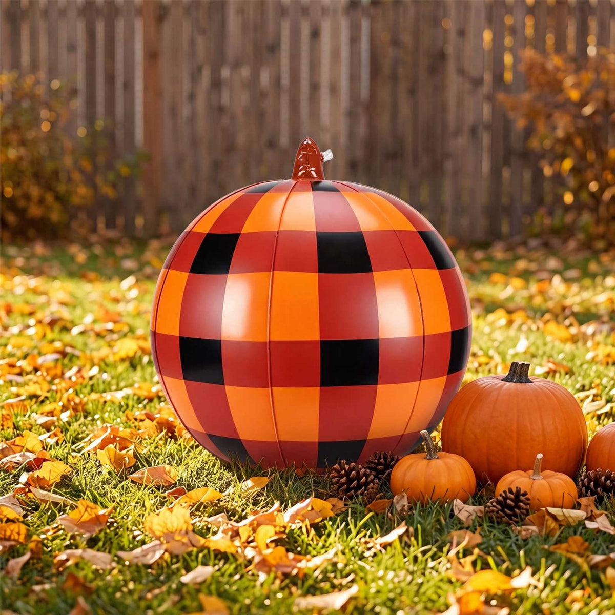 HHJZPR Halloween Pattern Pumpkin Foil Mylar Balloons, Striped Polka Dot Buffalo Plaid Inflatable Pumpkin Ornaments, Fall Farmhouse Party Yard Table Decor Ball