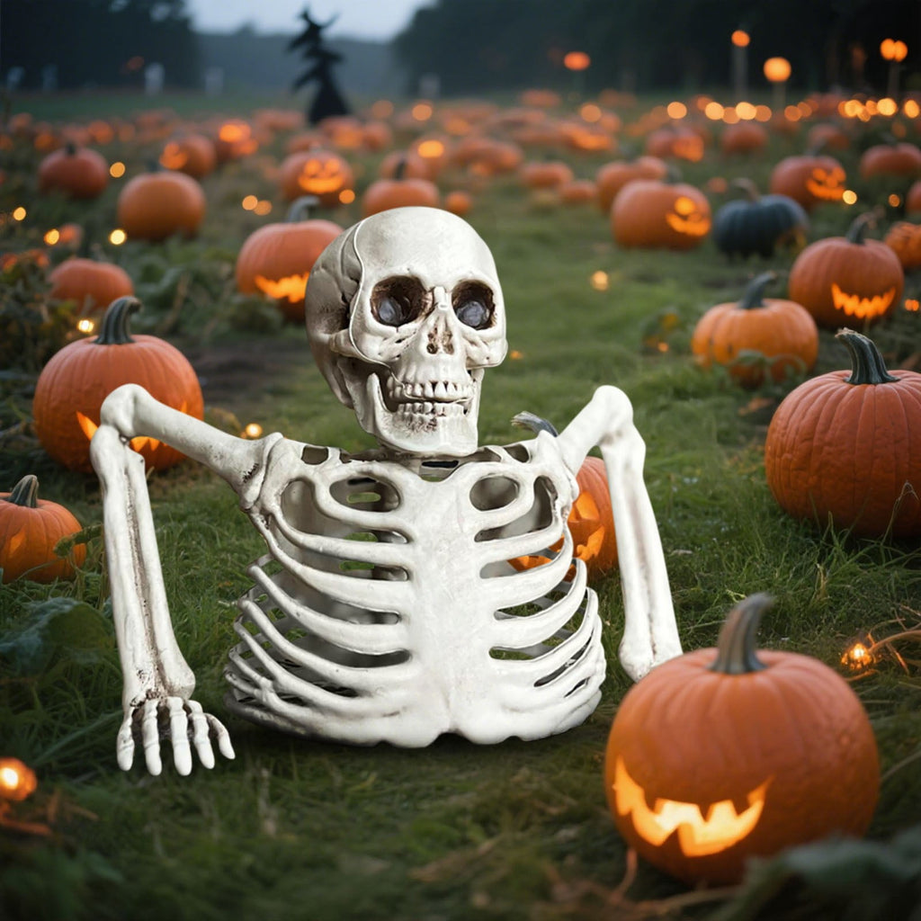 NOBRAND Halloween Decorations Outdoor Tabletop White Plastic Half Skeleton Halloween Prop Decoration