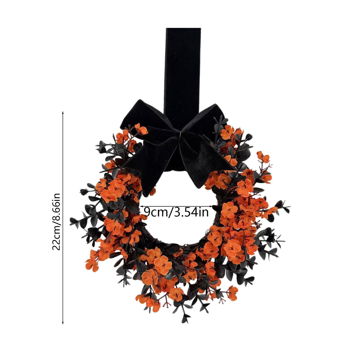 Hotyverty Halloween Wreath for Front Door, 13.77 Inch, Skull With Black Bow Wreath Halloween Decorations For Covered Outdoor Door & Farmhouse Gothic Home Ornament