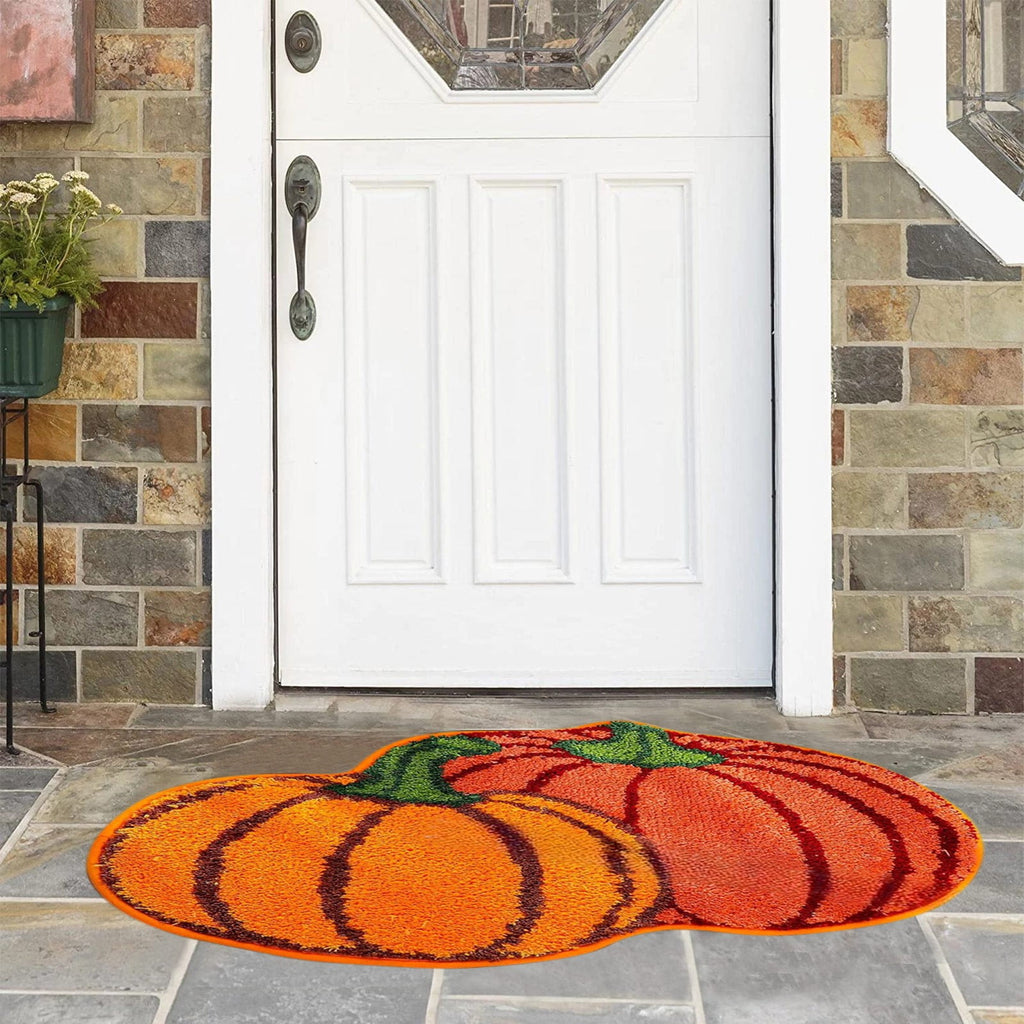yulier Fall Pumpkin Bathroom Rug, Pumpkin Shape Bath Mat, Non-Slip Soft Kitchen Mat Doormat Orange Floor Mat Fall Decor, 24x16 Inch