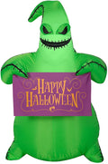 3 1/2' Gemmy Airblown Inflatable Halloween Nightmare Before Christmas Oogie Boogie Holding Banner