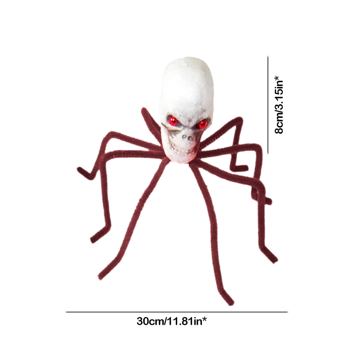 Halloween Skull Head Spider Decoration 11.81inch Creepy Skeleton Spider Decoration with Crossed Bones ABS Plastic Indoor Outdoor Party Layout Supply for Spooky Scene Decor