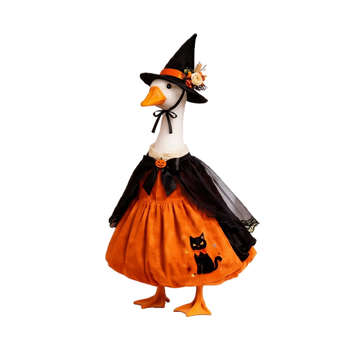 Halloween Garden Porch Decor, Porch Goose Outfits Halloween, 23 Inch Porch Goose Outfits, Witch Dress and Hat Set, Fits 23X11X26 Inch Standing Plush Goose for Front Porch Lawn
