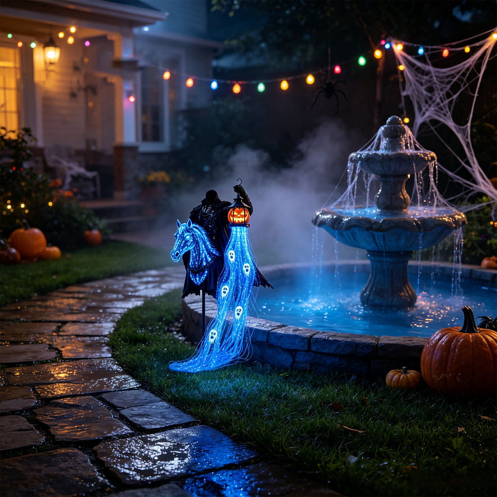 Solar Halloween Metal Moon Black Cat Garden Stake with LED Pumpkin Lantern, Light Up Star Bat Yard Decor Stake, Spooky Outdoor Lawn Pathway Halloween Decoration