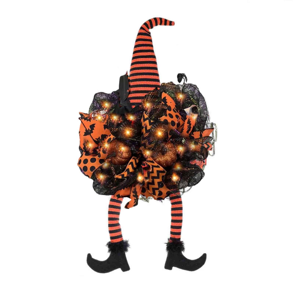 Bobomoti Halloween Wreath with Witch Legs Pumpkin Door Hanging Garland Front Door for Halloween Decorations Halloween Witch Garland on Clearance