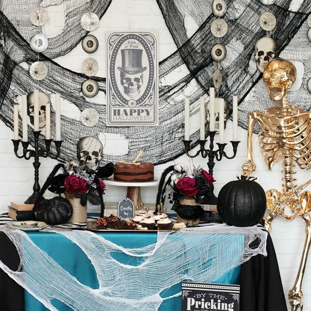 CQHVKQ 5 Pack of Halloween Creepy Gauze Cloth Decoration Set, Indoor Outdoor Black Scary Halloween Gauze Tapestry Decor, Spooky Decorations for Home, Yard, Haunted House & Party Supplies, 72" x 30"