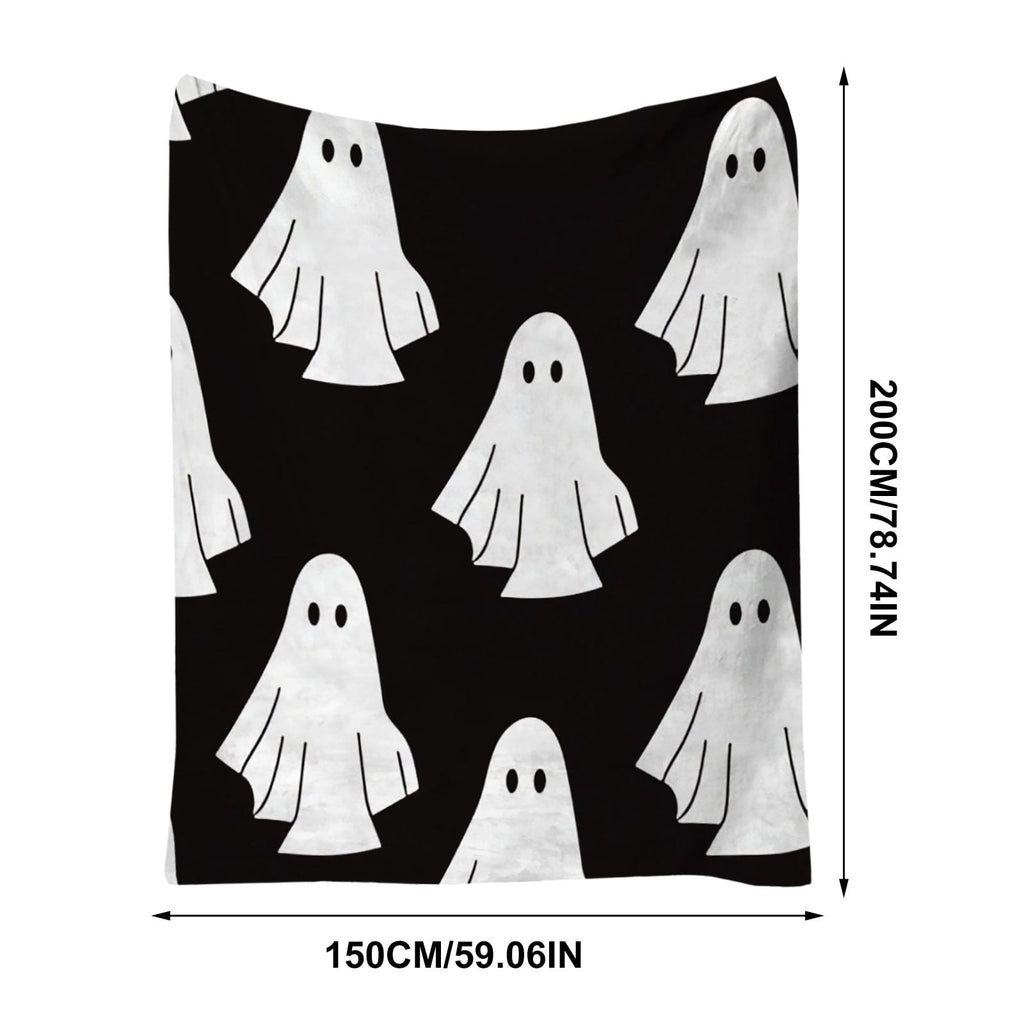 Halloween blanket,Halloween Print Throw Blanket Flannel Soft Cozy Decorative Nap Blanket with Ghost Pumpkin Skull for Office Bedroom Sofa Camping Travel(100x150cm/39x59 Inch),Black