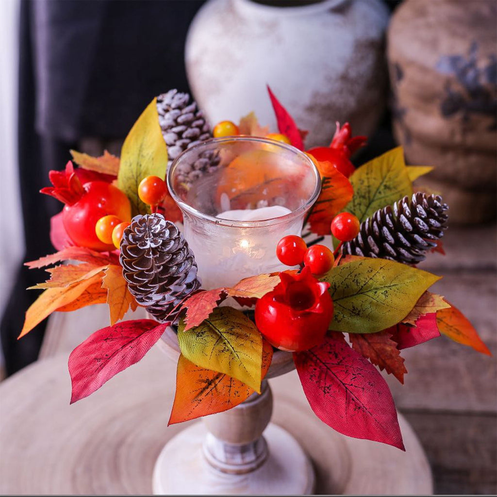 Small Fall Gradient Wreath for Front Door, Multicolor Artificial Autumn Wreaths Thanksgiving Decor for Home, Fall Halloween Decorations, Outdoor Indoor Farmhouse Wall Decor Year Round, E