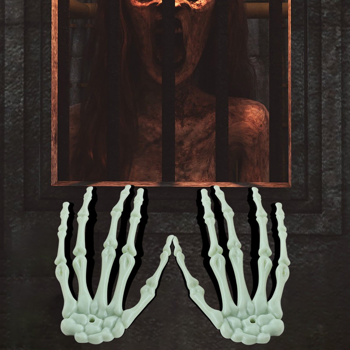 Darzheoy 2 Pack Halloween Skeleton Hands Realistic Life Size Skeleton Hands for Ghost Festival Halloween Themed Party Decoration Props (Right & Left)
