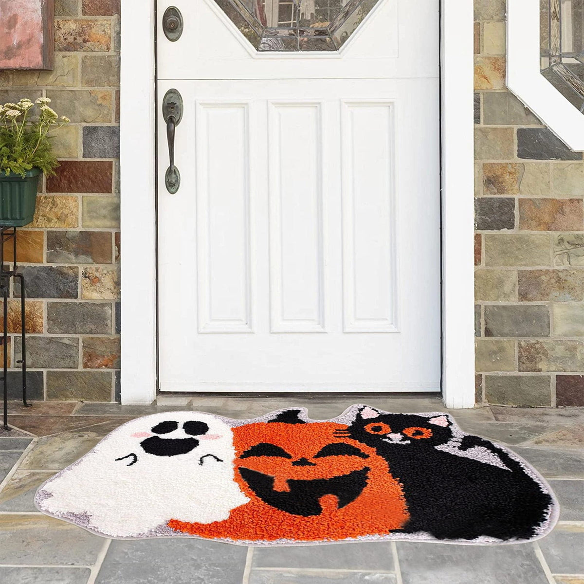 JoyMoreHome Halloween Pumpkin Ghost Welcome Door Mats 15.7x23.6 Inch Halloween Doormats Non-slip Entrance Floor Door Rug for Home Kitchen Front Door Halloween Decorations