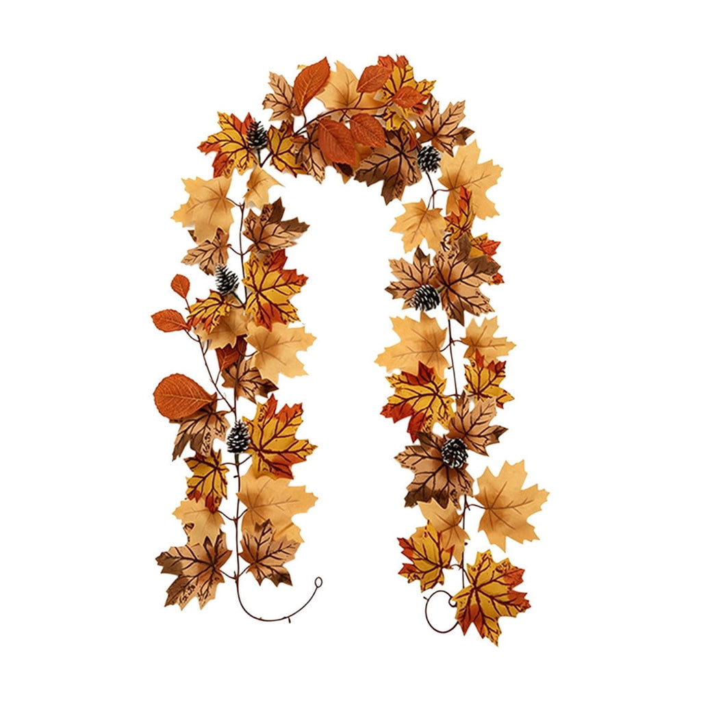 Chmadoxn 78.74" Halloween Thanksgiving Maple Leaf Garland with Mini Pumpkins & Berries, Artificial Fall Leaves Vine for Mantel Staircase Porch, Autumn Harvest Hanging Home Decor