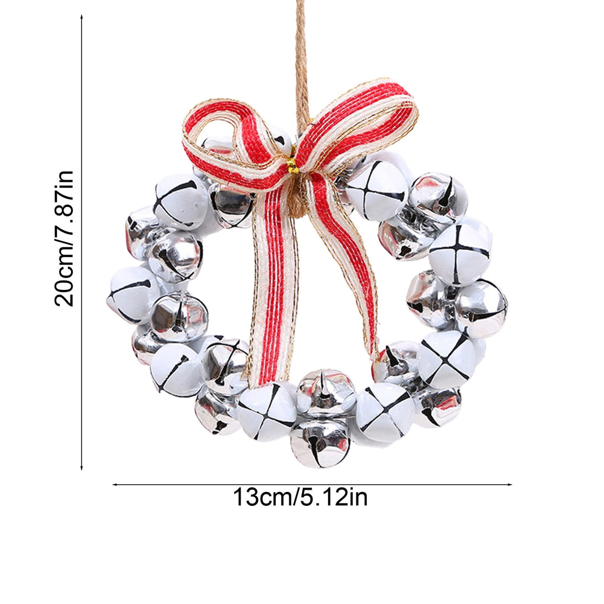 Christmas Bell Wreath Xmas Bell Garland with Bow Front Door Wreath Festival Hanging Ornament for Party Table Fireplaces Porch Walls New Years Halloween Home Decor