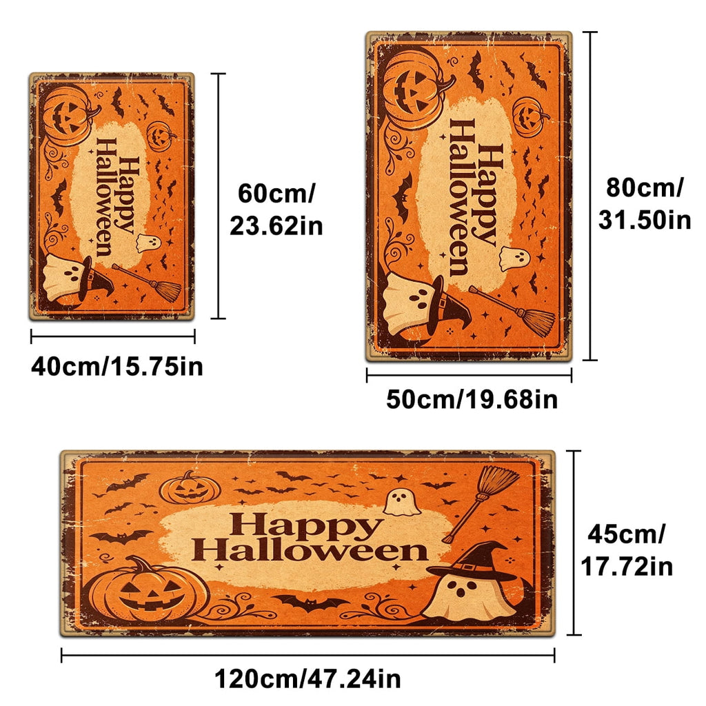 YIMEIS Halloween Orange Pumpkin Lantern Soft Non-slip 1Pc Flannel Mat and Kitchen Rugs,16''x24'',for Bathroom Entryway Bedroom