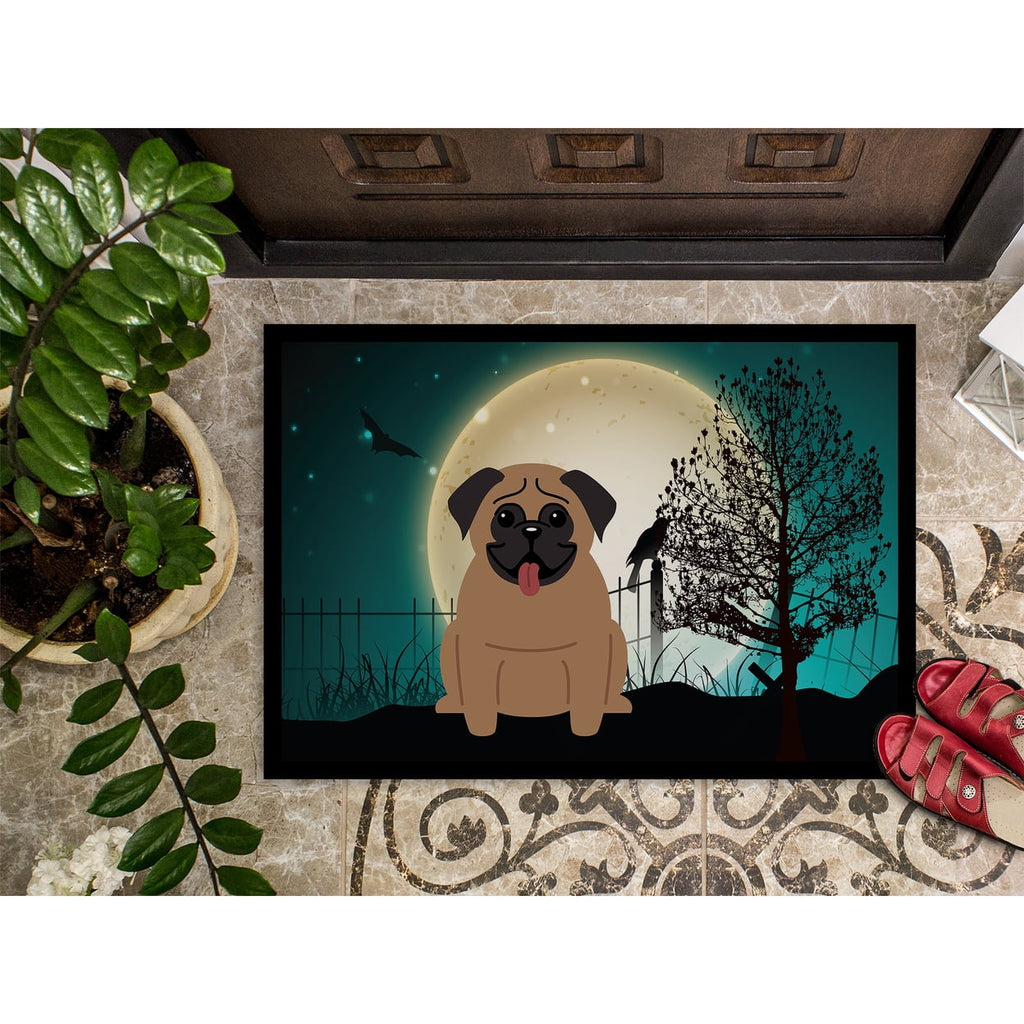 Carolines Treasures BB2194MAT Halloween Scary Pug Cream Indoor or Outdoor Mat, 18 x 0.25 x 27 in.