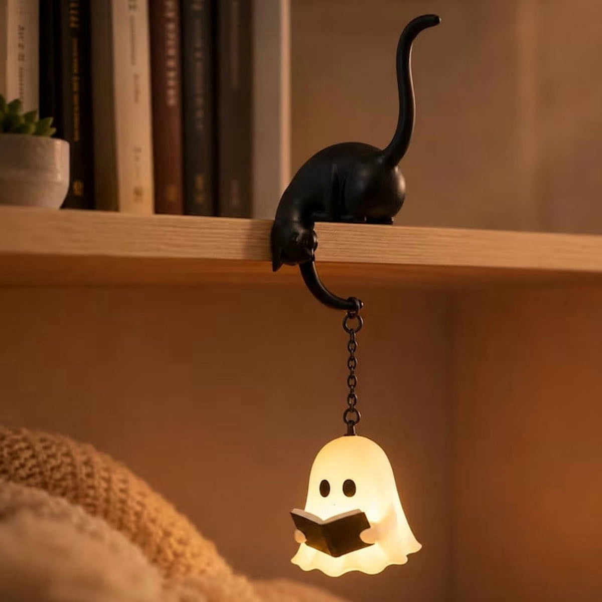 Halloween Ghost Library Lantern Decorative Bookshelf Lighting, Reading Book Shelf Lights for Study Reading Corner Home Library Gift for Book Lovers Bookworms