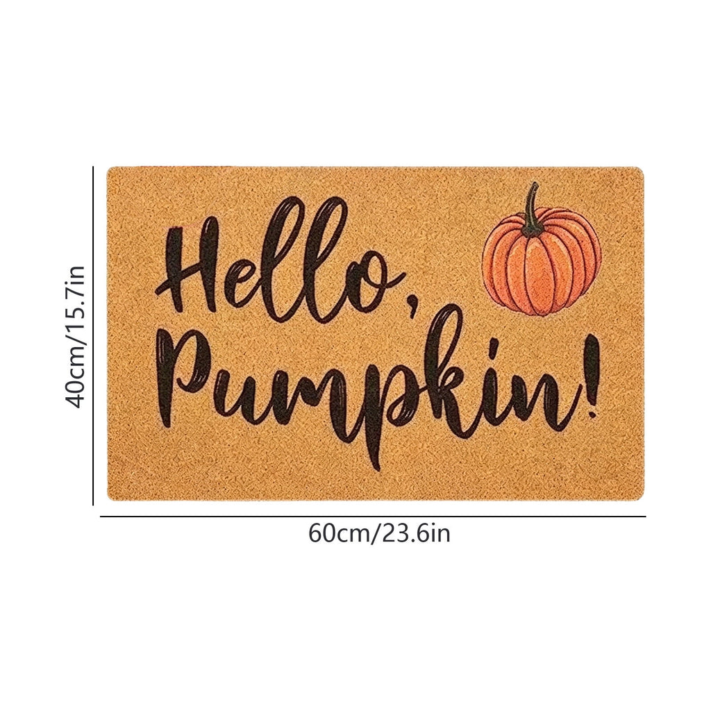 Fllostpr Halloween Pumpkin & Crow Welcome Doormat for Front Door, Non-Slip Vintage Brown Coir Floor Mat for Outdoor Porch Entryway Decor,16x24 Inch