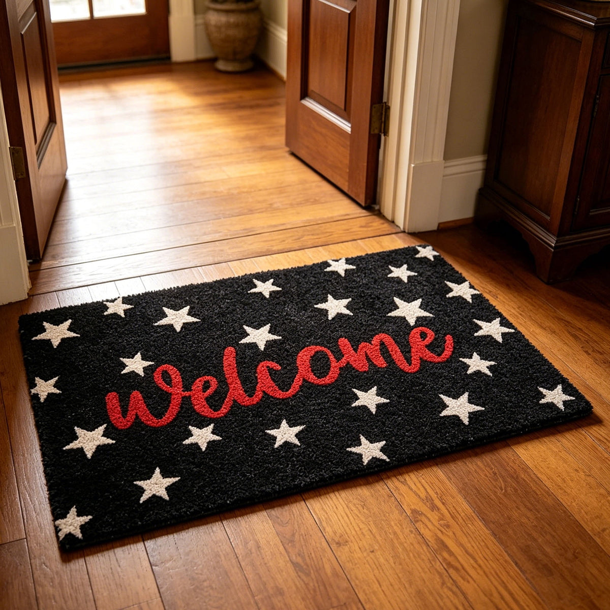 Clearance! 4th of July USA Bow Flag Bath Rugs, 24"x16" Red White Blue Decorative Bathroom Mat, Independence Day Embroidered Patriotic Lumbar Decor, Gift for Mom Dad Friend Family