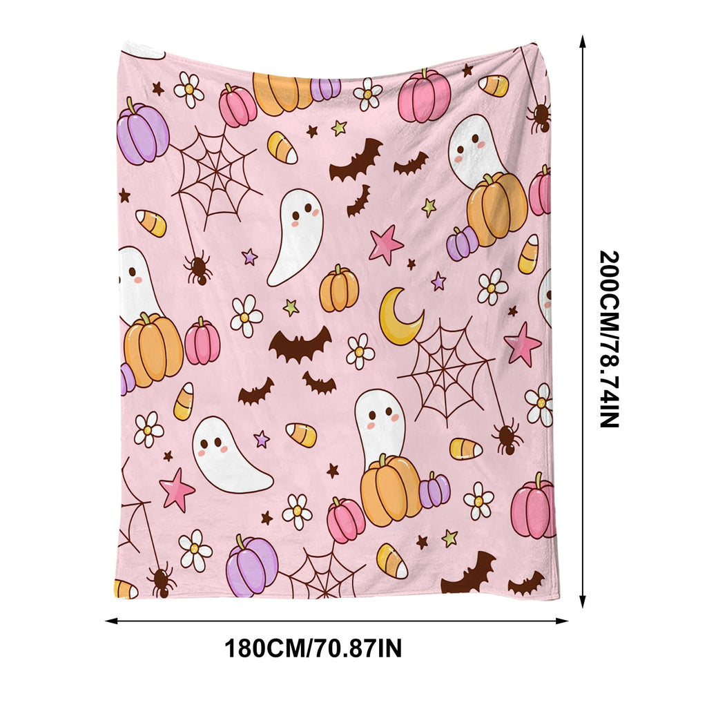 Halloween blanket,Halloween Print Throw Blanket Flannel Soft Cozy Decorative Nap Blanket with Ghost Pumpkin Skull for Office Bedroom Sofa Camping Travel(100x150cm/39x59 Inch),Black