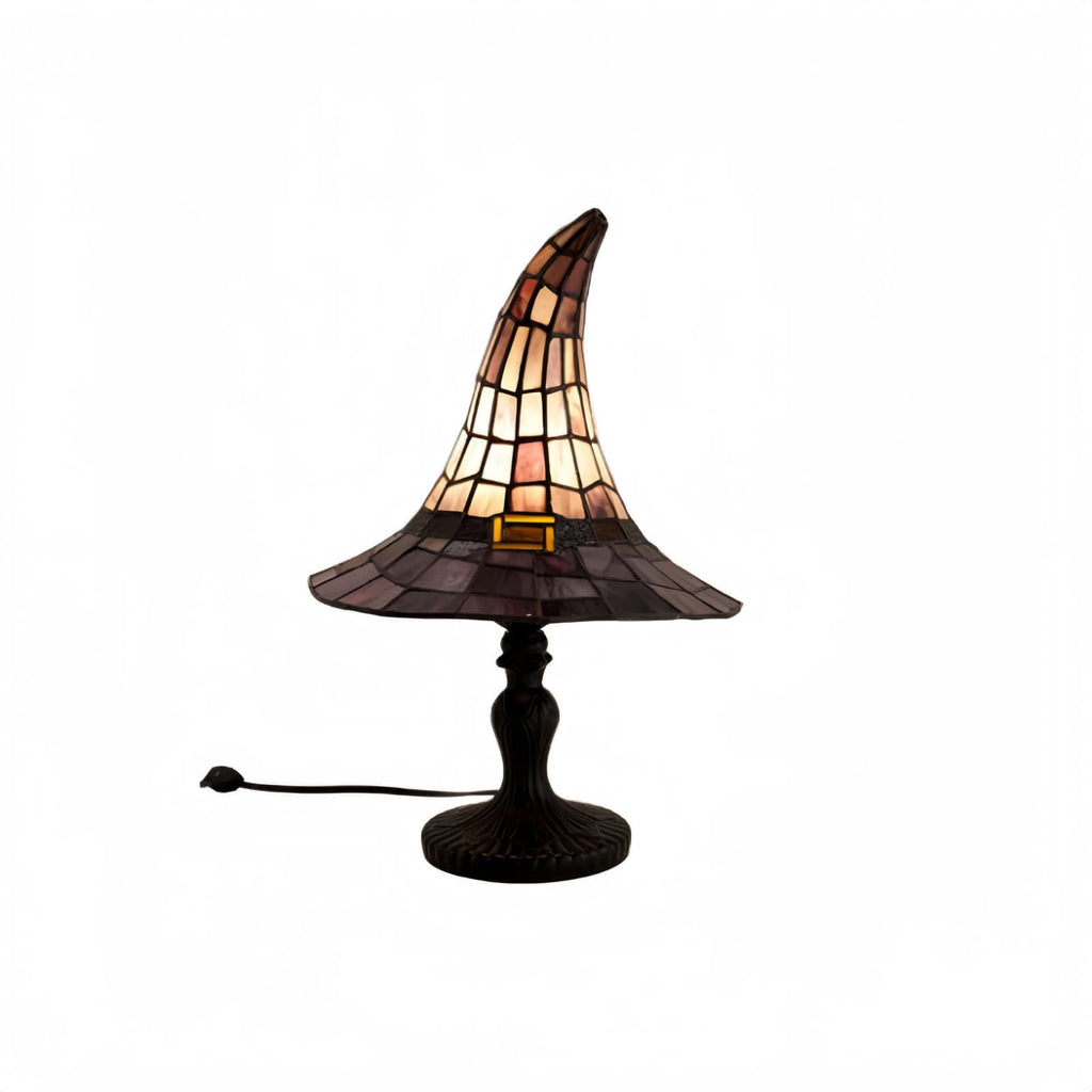 BZPIZ Witch Hat Lamp Handcrafted Retro Resin Stained Witch Hat Desk Lamp Halloween Home Decor Gothic Wizard Hats Night Light for Bedroom & Bookshelf
