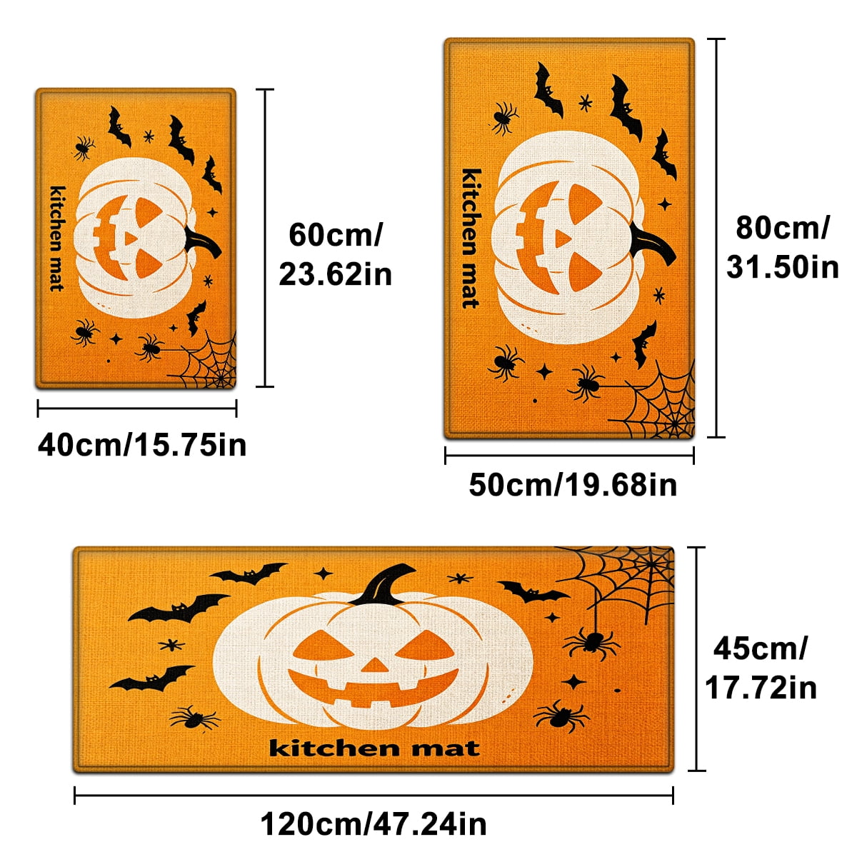 YIMEIS Halloween Orange Ghost Pumpkin Black Cat 1Pc Flannel Mat & Kitchen Rugs,Soft Non-slip,16''×24'' Inches,for Entryway Bathroom