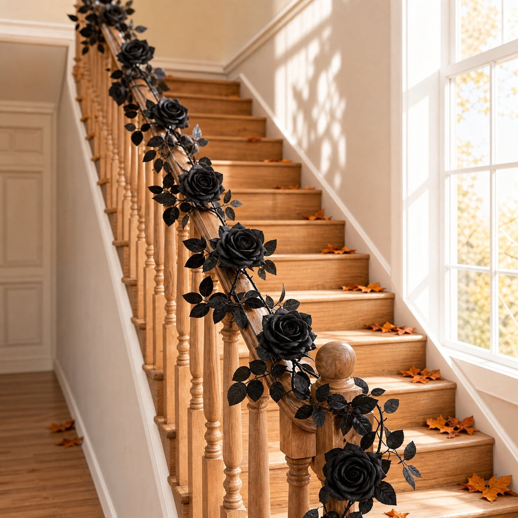 Chmadoxn 78.74" Halloween Thanksgiving Maple Leaf Garland with Mini Pumpkins & Berries, Artificial Fall Leaves Vine for Mantel Staircase Porch, Autumn Harvest Hanging Home Decor