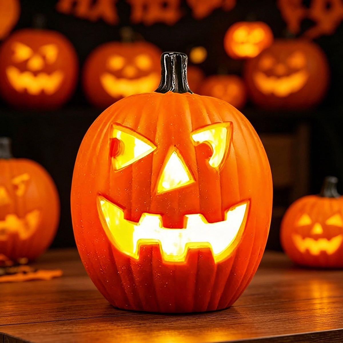 LEFXSMR Pumpkin Light, Glowing Large Plastic Pumpkin Decor with Led Lights, Waterproof Halloween Light for Yard Garden Outdoor Indoor Decor