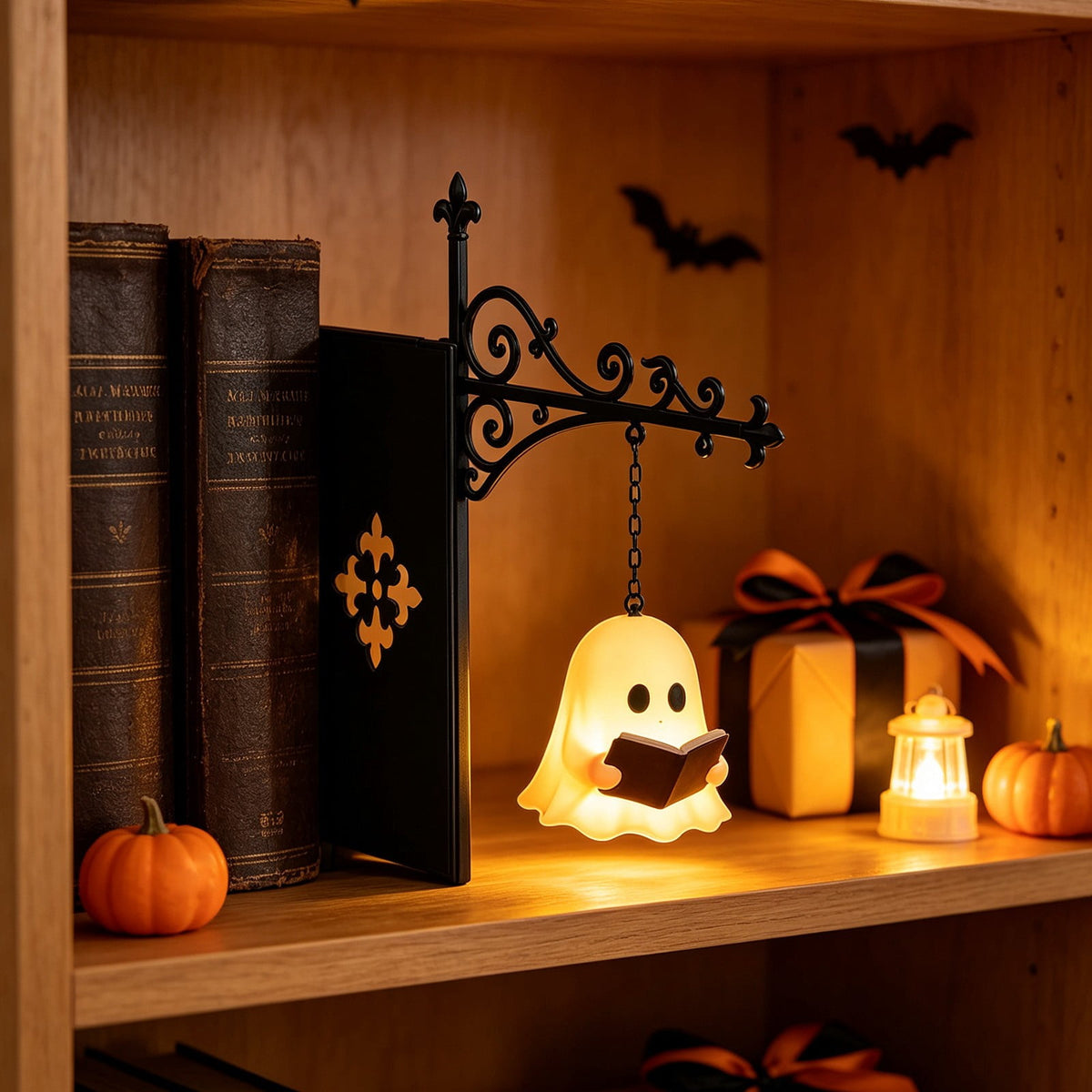 Diceymbol 11.81 Inch Halloween Ghost Night Light, Witch Hat Ghost Lamp with Jack O Lantern, Halloween Decorations Indoor for Table Mantel Party Decor