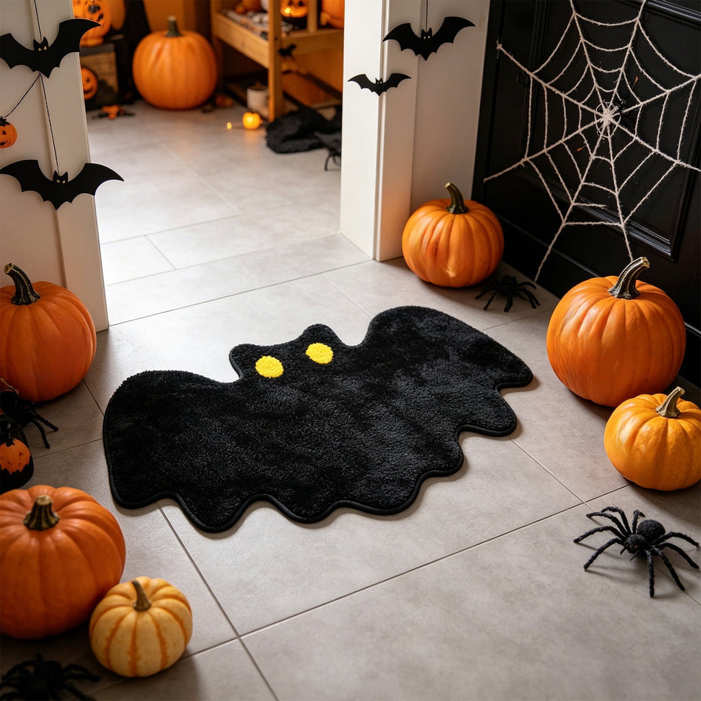 Halloween Decor White Ghost Rug 24x16 inches, Handmade Tufted Fluffy Aesthetic Area Rugs, Cute Soft Cool Non Slip Floor Carpet Bath mat, Living Room, Bathroom, playroom, Kitchen