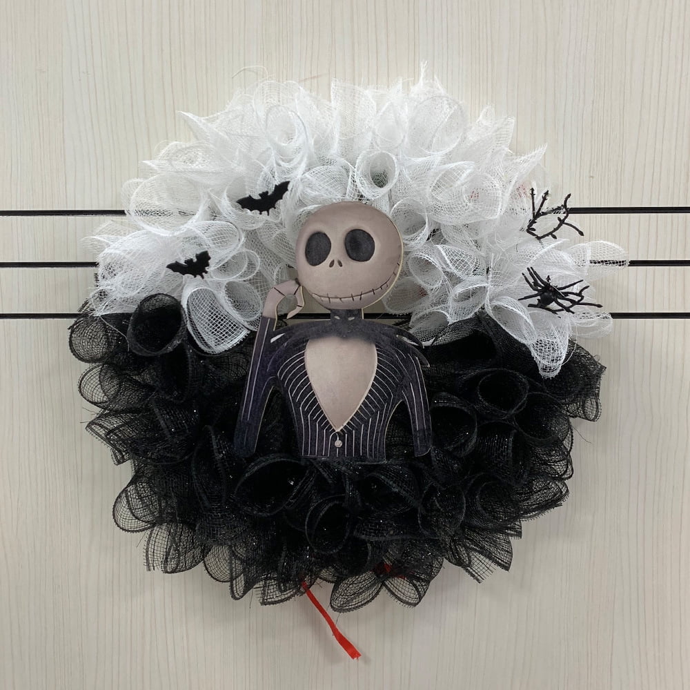 15.7" Halloween Party Skull Jack Wreath Horror Front Door Home Decor Garland Atmosphere Hanging Ring