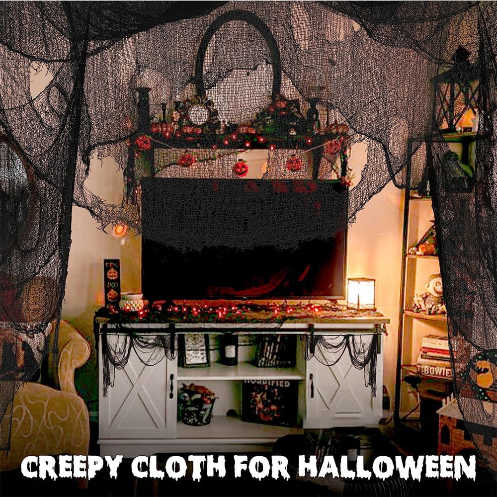 Sunshinehomely Halloween Creepy Cloth Decoration, Scary Halloween Gauze Cloth, 30x72 Inch Halloween Spooky Cloth for Indoor Outdoor Halloween Decorations