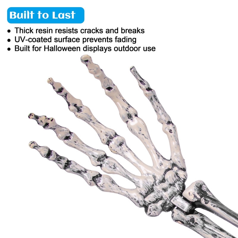 DUNCHATY 12 Pack Posable Life Size Skeleton Hands with Stakes – Realistic Halloween Outdoor Lawn Decor for Haunted House, Graveyard, Yard & Goth Party