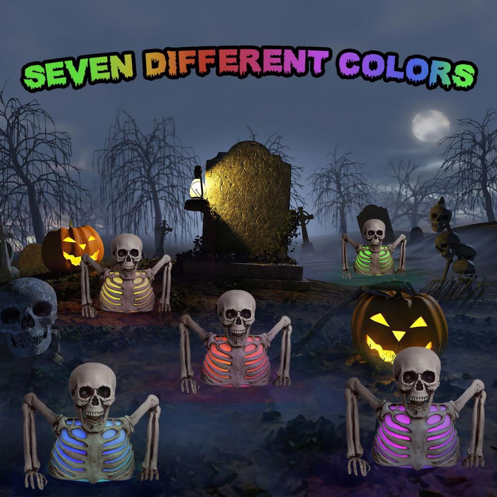 Presence 10 inch Halloween Colorful Groundbreaker Skeleton, Different Light Colors,Halloween Decorations