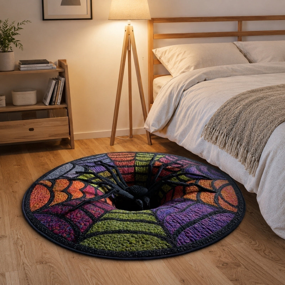 3D Optical Illusion Halloween Round Rug – Spooky Ghost Pumpkin Design, Non Slip Rubber Backing Doormat for Entryway Bedroom, Machine Washable Floor Mat Home Decor