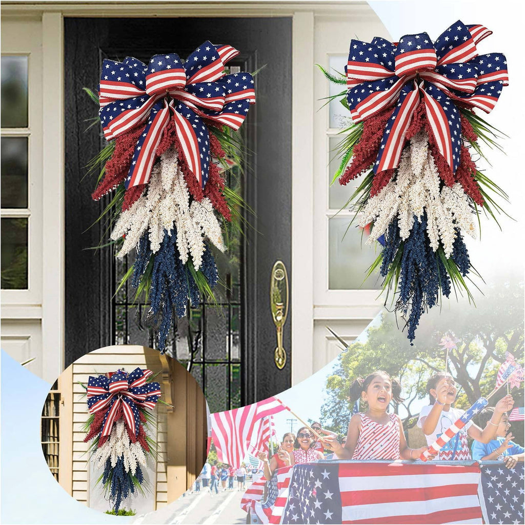 AZXY 4th of July Wreath,Patriotic Wreath,Independence Day Wreaths,Memorial Day Decorations