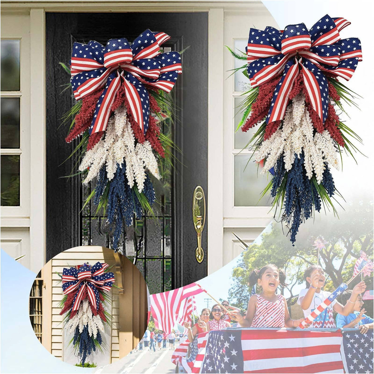 AZXY 4th of July Wreath,Patriotic Wreath,Independence Day Wreaths,Memorial Day Decorations
