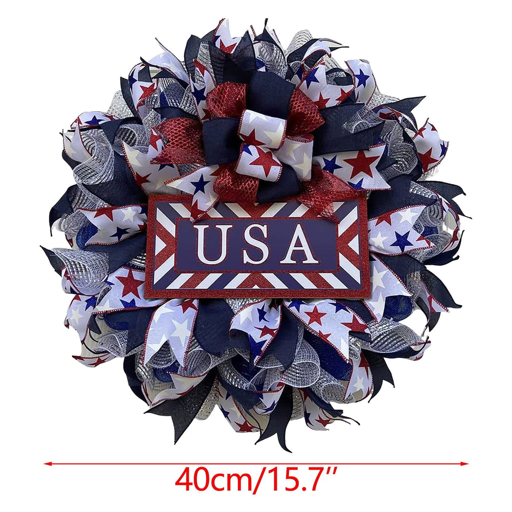 AZXY 4th of July Wreath,Patriotic Wreath,Independence Day Wreaths,Memorial Day Decorations