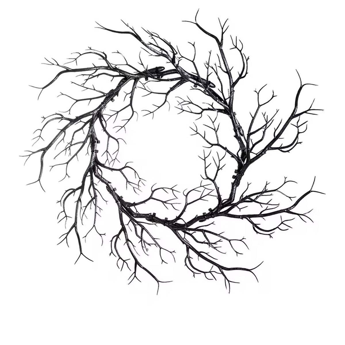 Plastic Twig Wreath for Front Door Halloween Decor, Indoor Outdoor Hanging Ornament with Spooky Vibe