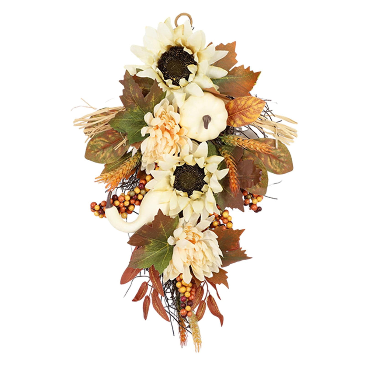 Artificial Wall Swag Fall Harvest Swag Wreath Ornaments Teardrop Wreath Garland for Porch Eaves Stairs Outdoor and Indoor Festivals Window 50cm