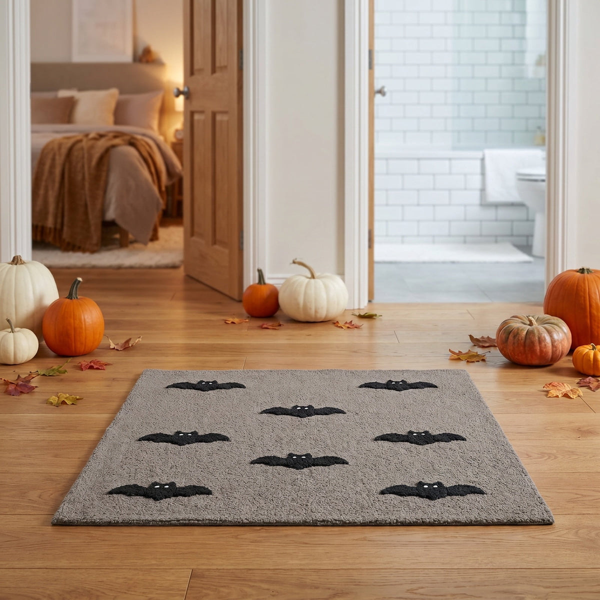Halloween Ghost Door Mat, Cute Welcome Mat for Front Door Porch Entryway Haunted Outdoor Decor Spooky Decorative Entrance Doormat Non Slip Halloween Rug, 16" x 24"