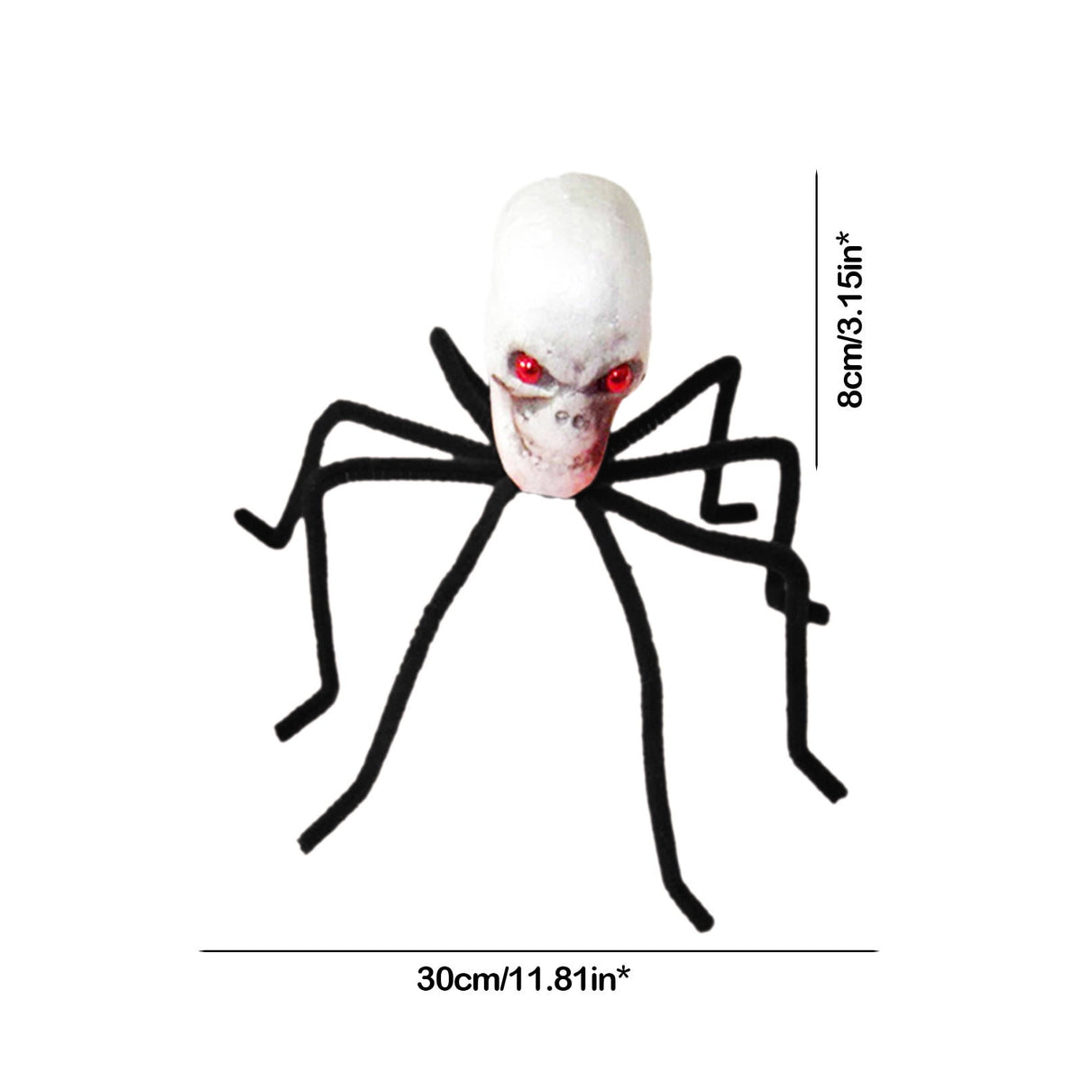 Halloween Skull Head Spider Decoration 11.81inch Creepy Skeleton Spider Decoration with Crossed Bones ABS Plastic Indoor Outdoor Party Layout Supply for Spooky Scene Decor