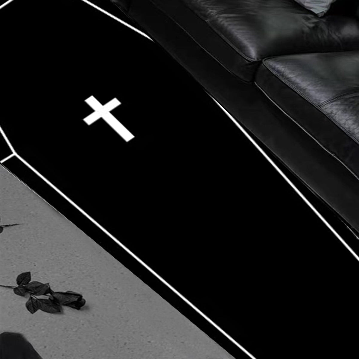 Hwkond Bath Rugs Halloween Decorations Gothic Rug Coffin Rug Black Carpet Super Absorbent Quick Dry Rubber Backing Washable Super Soft Non Slip Bathtub Carpet Plush Bedroom Mat(16x24in)