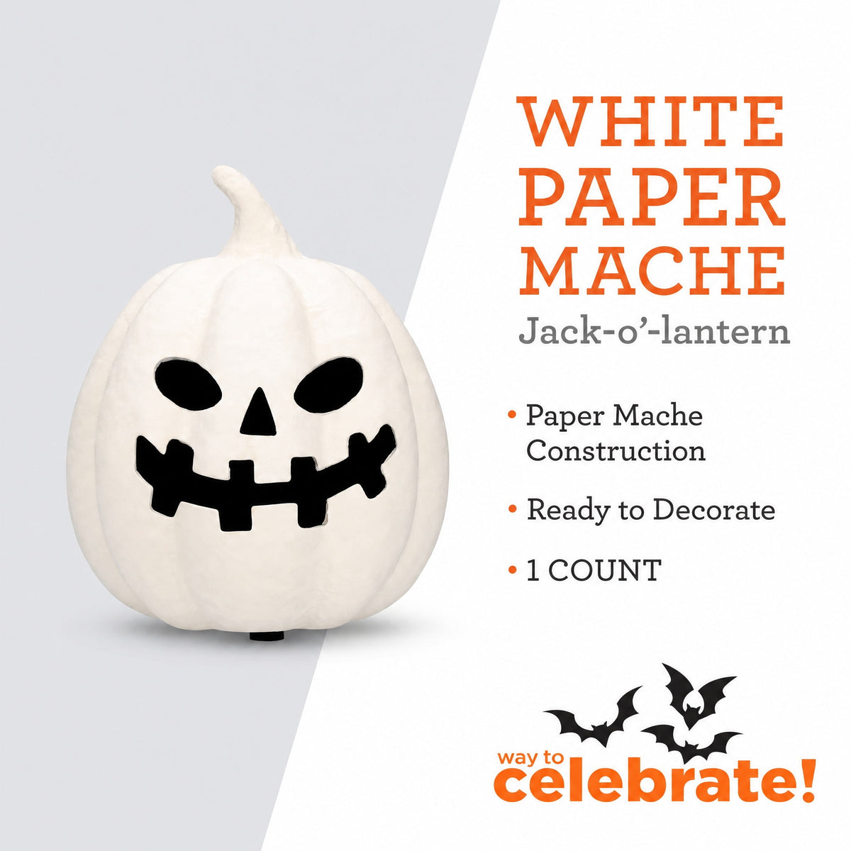 Paper Mache Jack-o'-Lantern Decoration, Black, 8.3", Halloween by Way To Celebrate