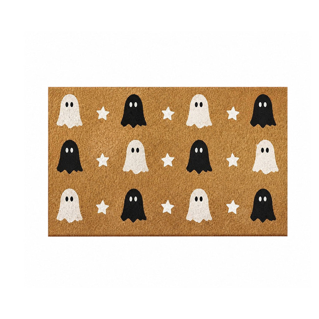 Fllostpr Halloween Pumpkin & Crow Welcome Doormat for Front Door, Non-Slip Vintage Brown Coir Floor Mat for Outdoor Porch Entryway Decor,16x24 Inch